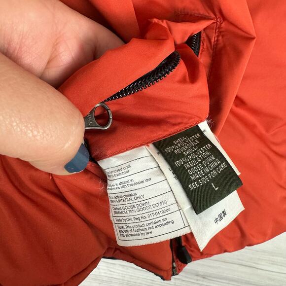 Eddie Bauer Men's Reversible Zip Up Down Orange/Navy Puffer Vest Size Large - Picture 10 of 15